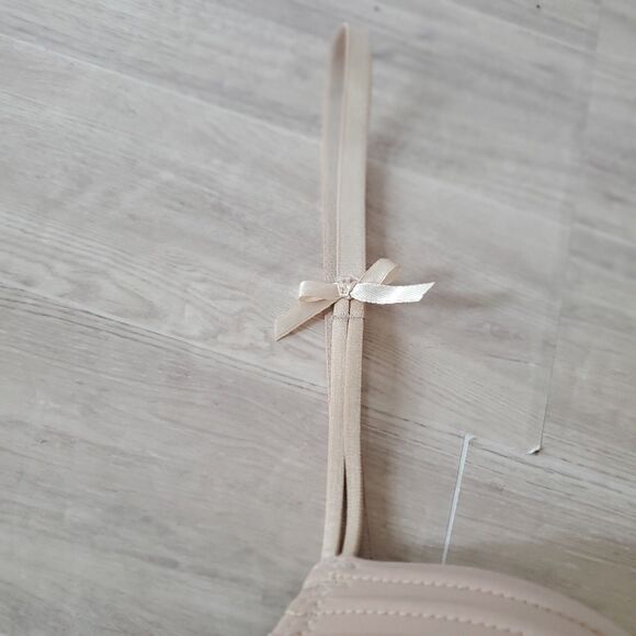 Jezebel B5030 Padded Push Up Bra 34B Nude Black Stitch Bows - Picture 5 of 13